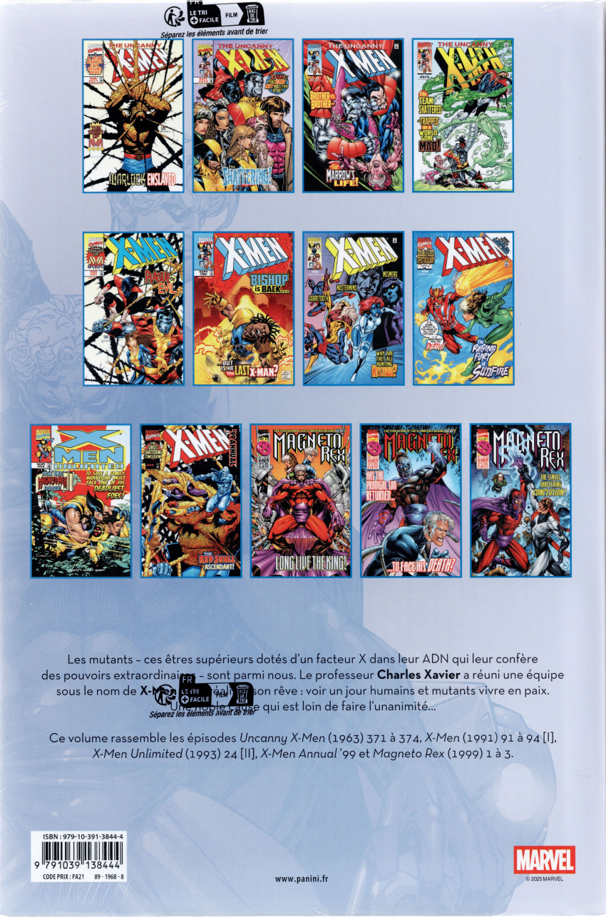 Verso de l'album X-Men L'intégrale Tome 56 1999 (II)