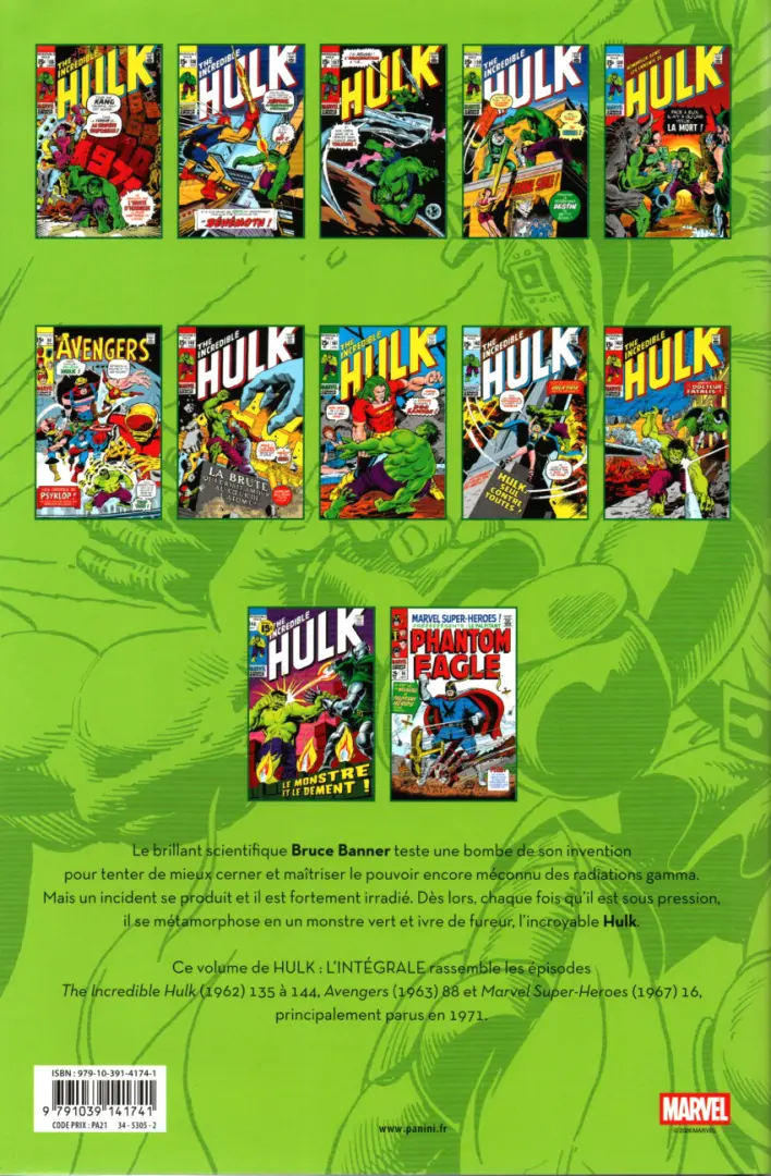 Verso de l'album Hulk - L'Intégrale Volume 20 1971