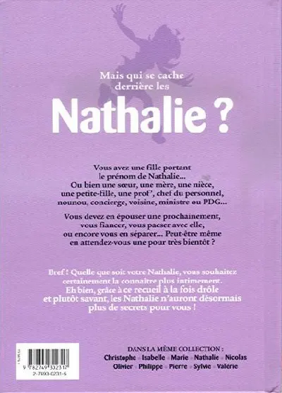 Verso de l'album L'Encyclopédie des prénoms en BD Tome 2 Nathalie
