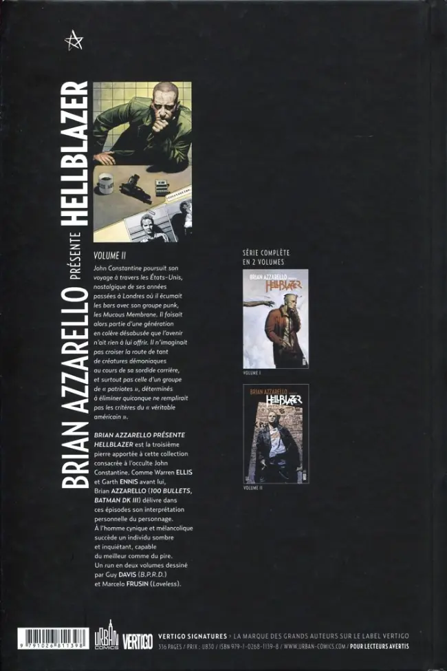 Verso de l'album Hellblazer Tome 2 Volume II