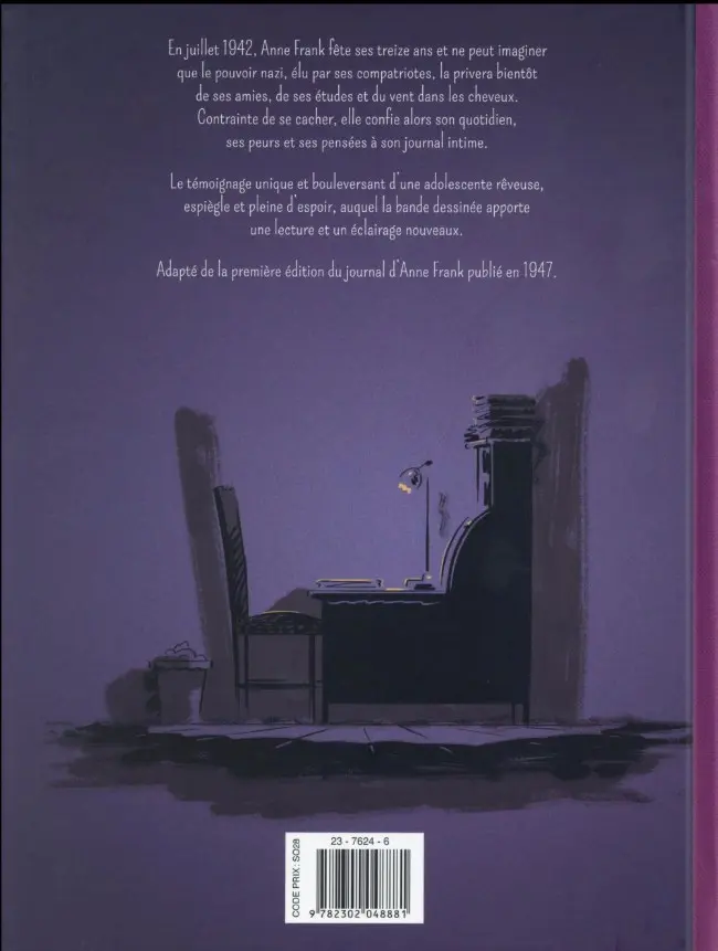Verso de l'album Journal d'Anne Frank