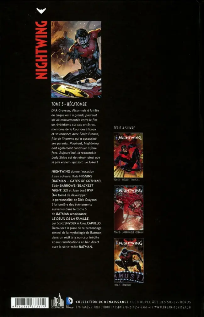 Verso de l'album Nightwing Tome 3 Hécatombe