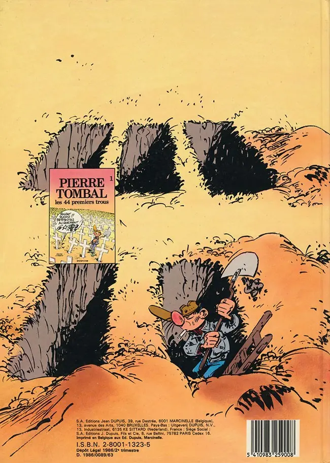 Verso de l'album Pierre Tombal Tome 1 Les 44 premiers trous