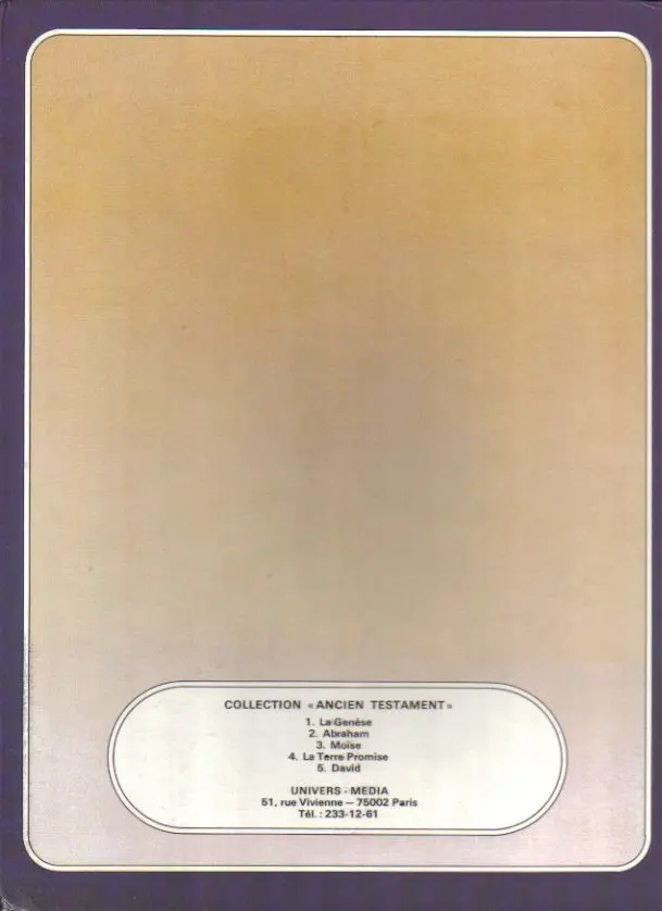 Verso de l'album Ancien testament Tome 3 Moïse