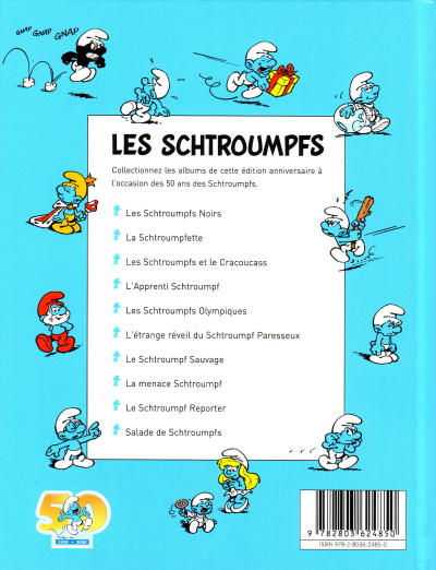 Verso de l'album Les Schtroumpfs Tome 1 Les Schtroumpfs noirs (et le Schtroumpf volant)
