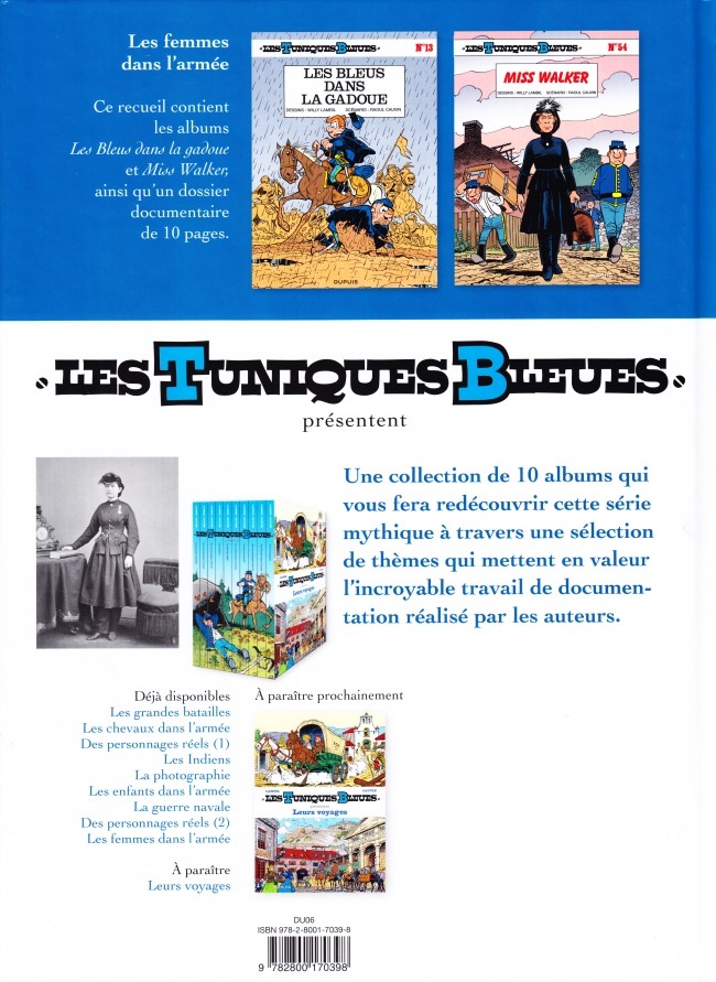 Verso de l'album Les Tuniques Bleues présentent 9 Les femmes dans l'armée