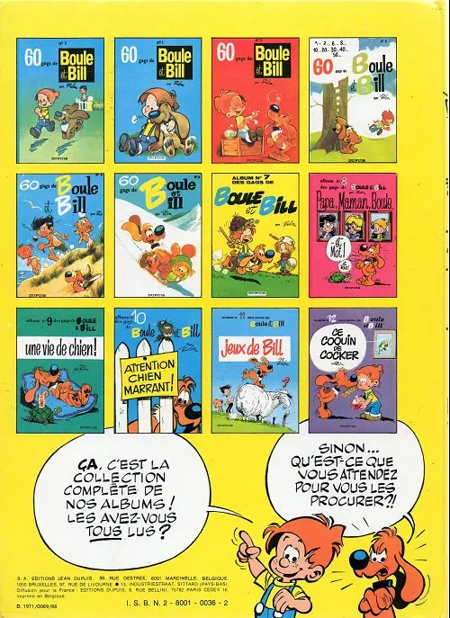 Verso de l'album Boule & Bill Tome 7