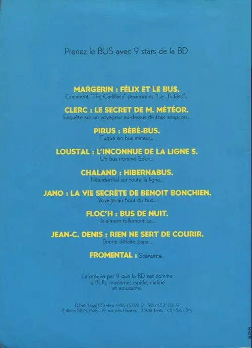 Verso de l'album Félix et le bus TUB