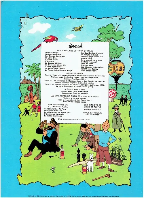 Verso de l'album Les Aventures de Jo, Zette et Jocko Tome 2 Destination New York