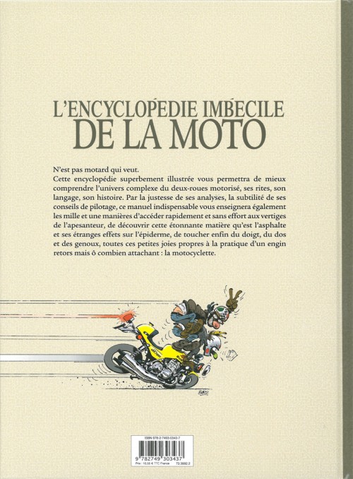 Verso de l'album Joe Bar Team L'encyclopédie imbécile de la moto