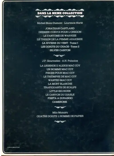 Verso de l'album Jonathan Cartland Tome 6 Les doigts du chaos