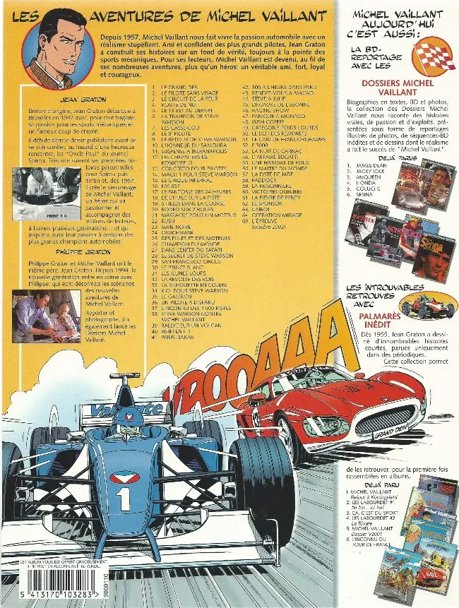 Verso de l'album Michel Vaillant Tome 5 Le 13 est au départ