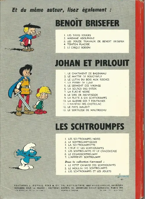 Verso de l'album Les Schtroumpfs Tome 1 Les Schtroumpfs noirs