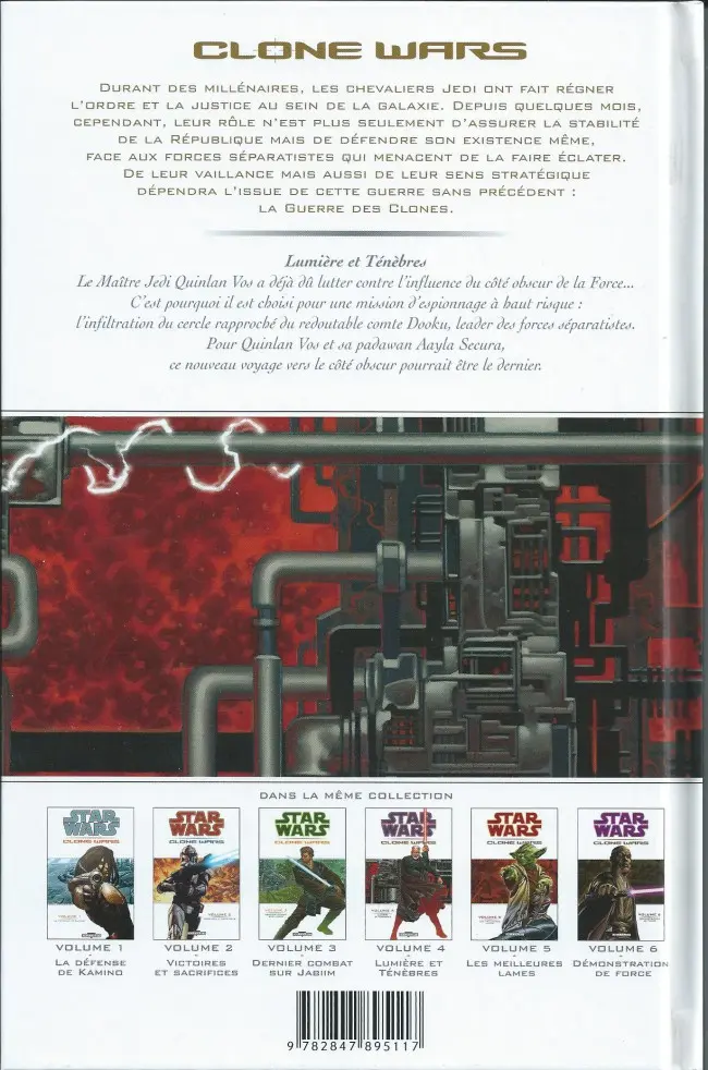 Verso de l'album Star Wars - Clone Wars Tome 4 Lumière et Ténèbres
