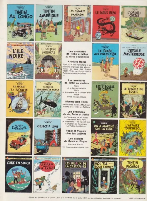 Verso de l'album Tintin Tome 5 Le lotus bleu