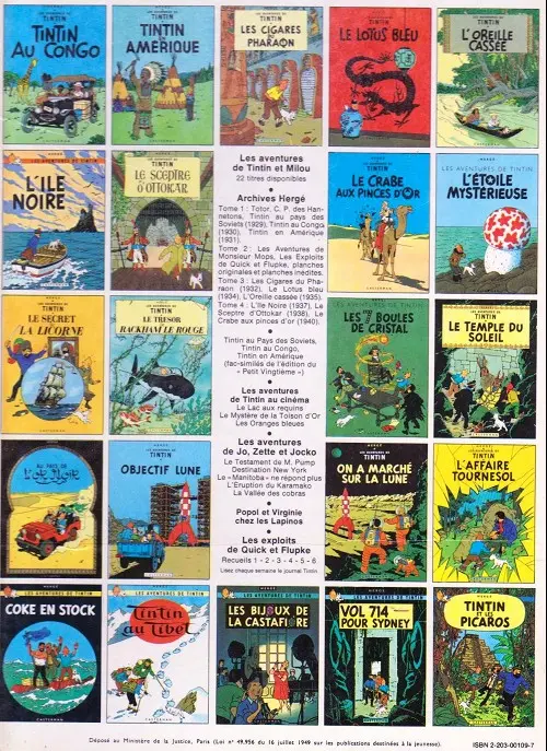 Verso de l'album Tintin Tome 10 L'étoile mystérieuse