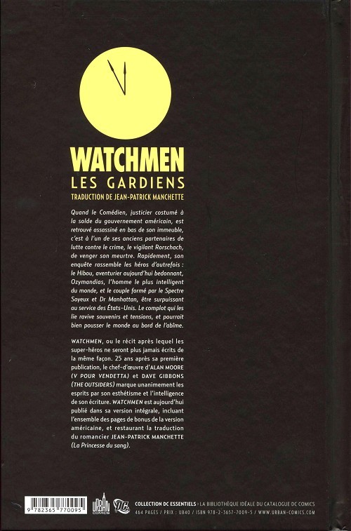 Verso de l'album Watchmen (Les Gardiens)