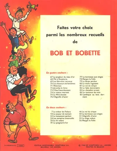 Verso de l'album Bob et Bobette Tome 84 Le ravisseur de voix