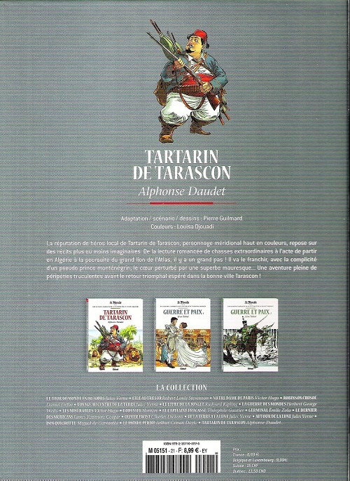 Verso de l'album Les Grands Classiques de la littérature en bande dessinée Tome 21 Tartarin de Tarascon