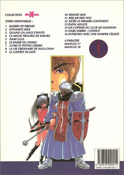 Verso de l'album Manga X 15 Dark Wirbel : Conflit