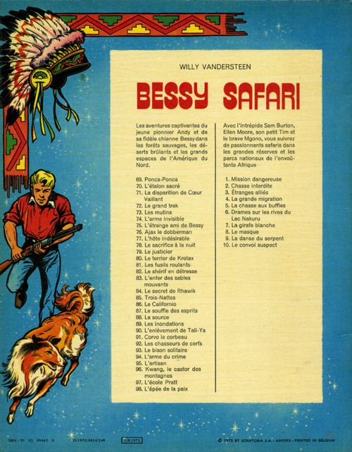 Verso de l'album Bessy Tome 98 L'épée de la paix
