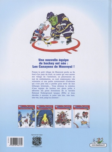 Verso de l'album Les Canayens de Monroyal - Les Hockeyeurs Tome 1 La ligue des joueurs extraordinaires