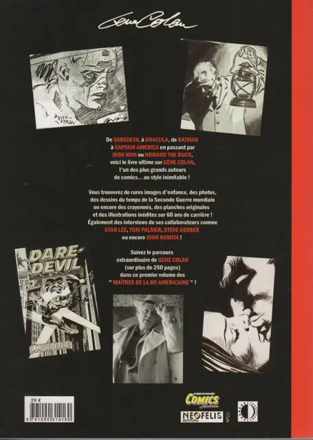 Verso de l'album Les maîtres de la BD américaine Volume 1