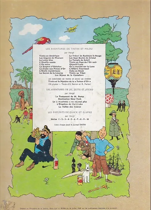 Verso de l'album Tintin Tome 12 Le Trésor de Rackham le Rouge