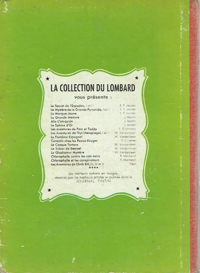 Verso de l'album Blake et Mortimer Tome 3 Le mystère de la Grande Pyramide - Le Paryrus de Manéthon