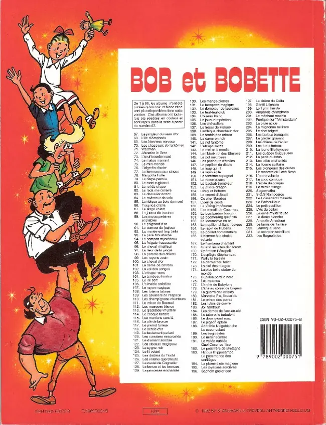 Verso de l'album Bob et Bobette Tome 90 Le poignard d'or