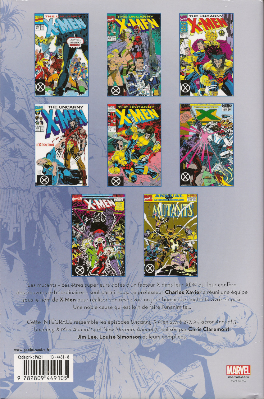 Verso de l'album X-Men L'intégrale Tome 28 1991 (I)
