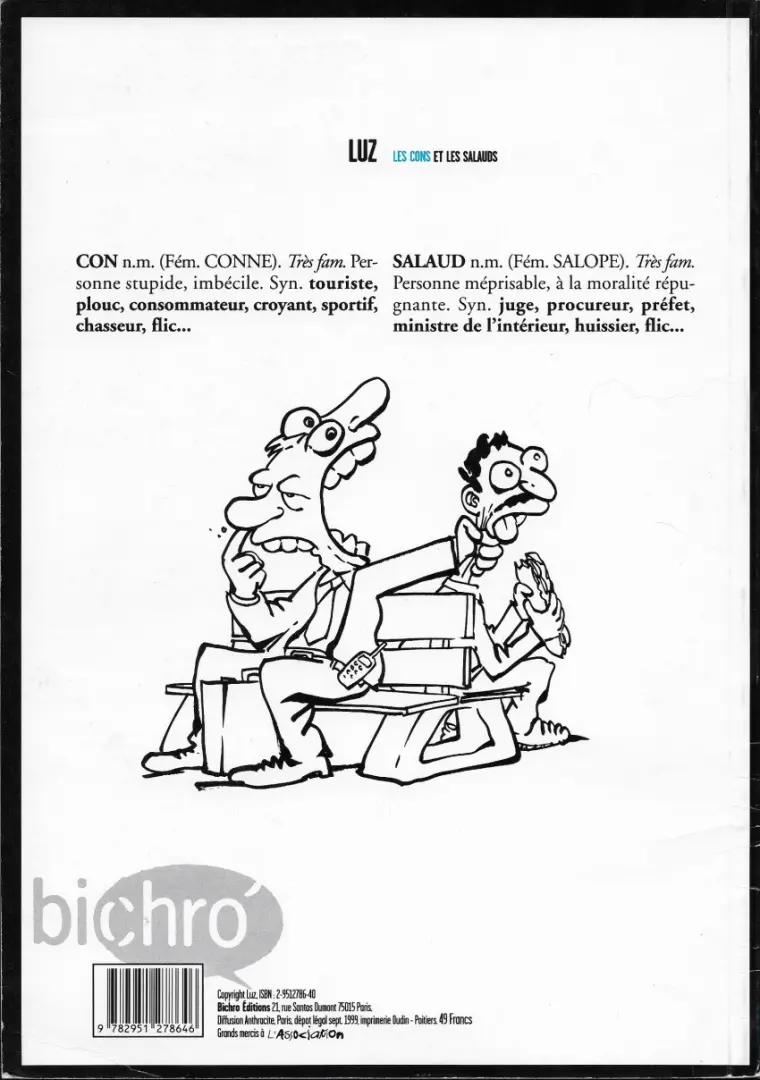 Verso de l'album Les cons et les salauds
