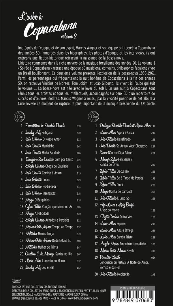 Verso de l'album BD Music L'aube à Copacabana