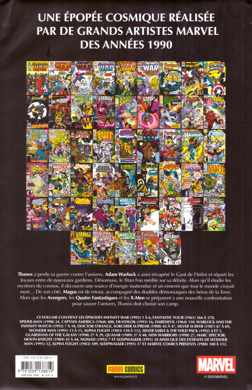 Verso de l'album Thanos : La Trilogie de l'infini Thanos : La guerre de l'infini