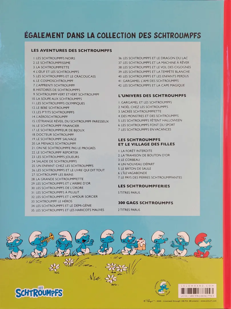 Verso de l'album Les Schtroumpfs Tome 38 Les Schtroumpfs et le vol des cigognes