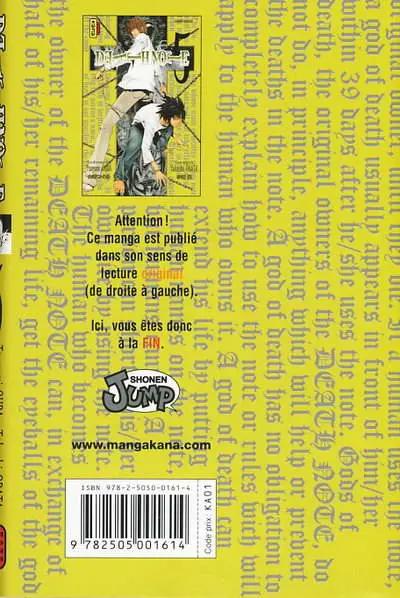 Verso de l'album Death note 5