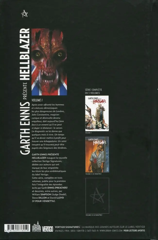 Verso de l'album Hellblazer Volume I