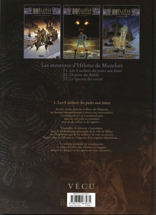 Verso de l'album Héloïse de Montfort Tome 1 Les 5 archers du puits aux âmes
