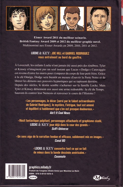 Verso de l'album Locke & Key Volume 5 Rouages