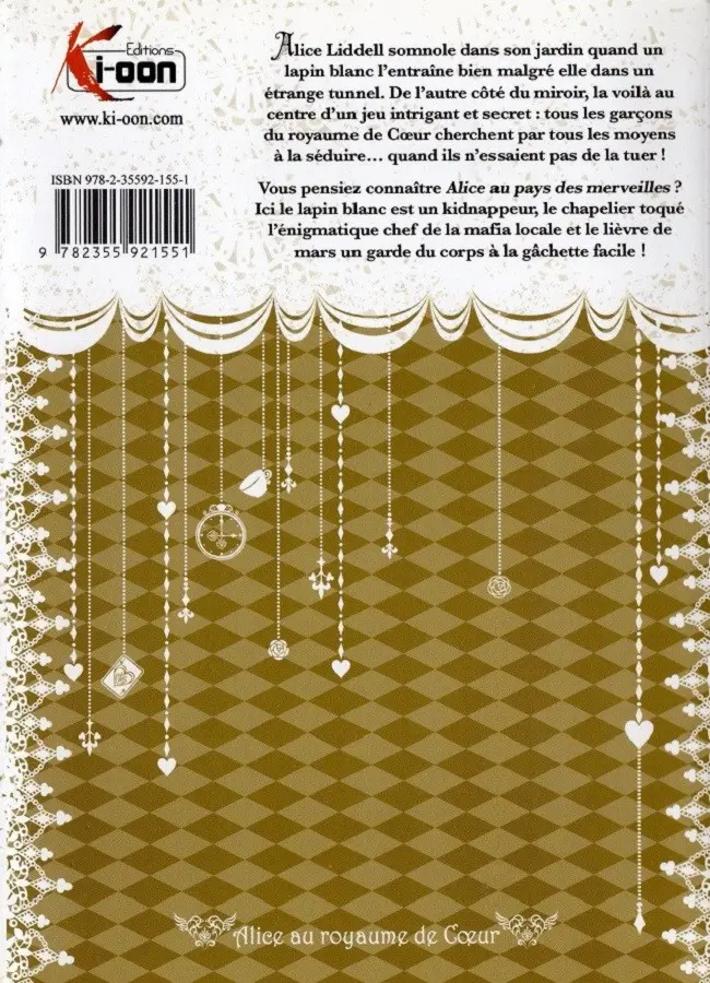 Verso de l'album Alice au royaume de Cœur 1