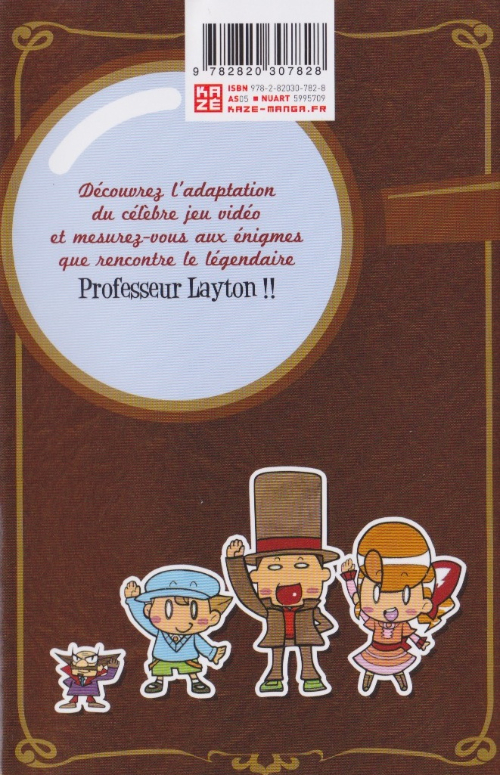 Verso de l'album Professeur Layton et l'étrange enquête 4