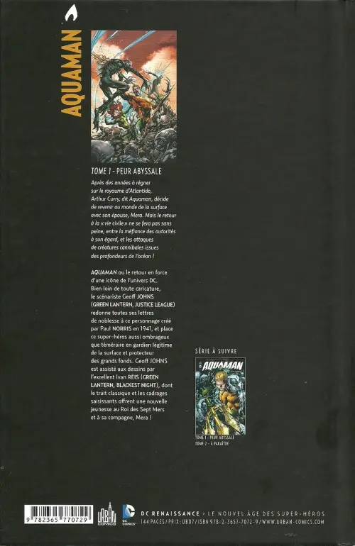 Verso de l'album Aquaman Tome 1 Peur abyssale