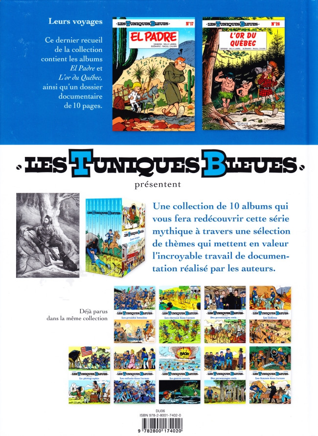 Verso de l'album Les Tuniques Bleues présentent 10 Leurs voyages