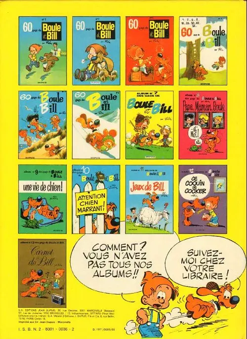 Verso de l'album Boule & Bill Tome 7