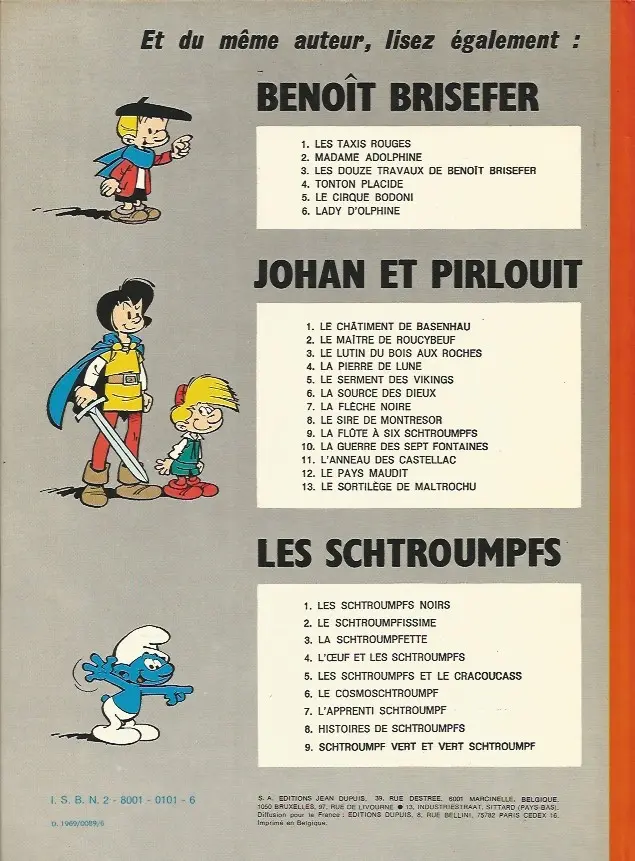Verso de l'album Johan et Pirlouit Tome 7 La flèche noire