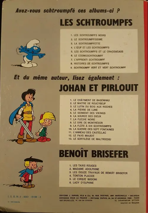 Verso de l'album Les Schtroumpfs Tome 1 Les Schtroumpfs noirs