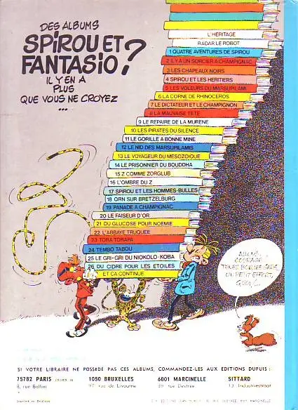 Verso de l'album Spirou et Fantasio Tome 3 Les chapeaux noirs