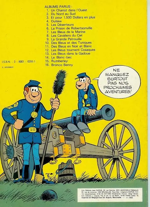Verso de l'album Les Tuniques Bleues Tome 1 Un chariot dans l'Ouest