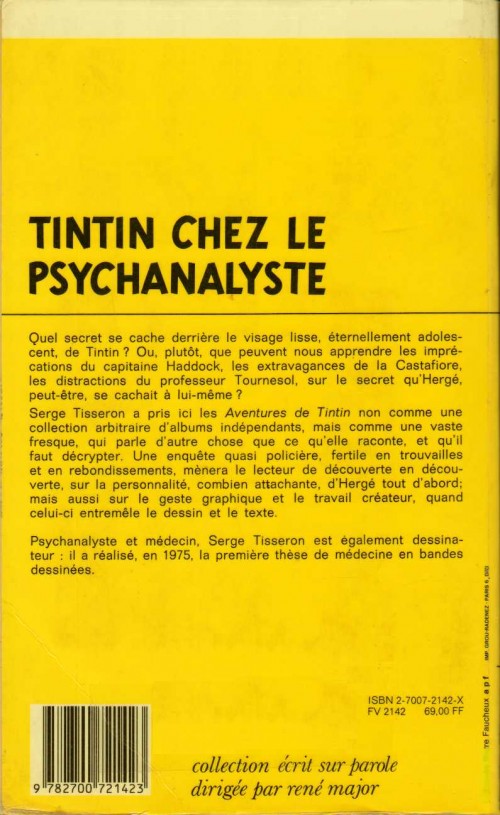 Verso de l'album Tintin chez le psychanalyste