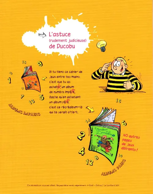 Verso de l'album L'Élève Ducobu Le récréalbum de Ducobu Recueil 1